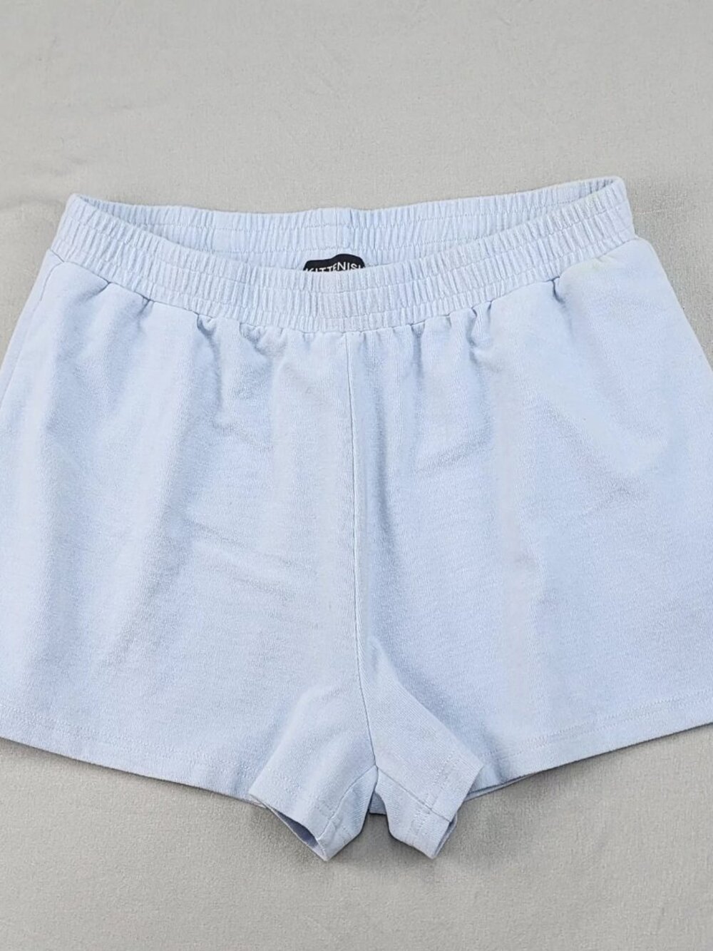 Kittenish Womens L Light Blue Lounge Shorts Elastic Waist Knit Stretch Mid Rise